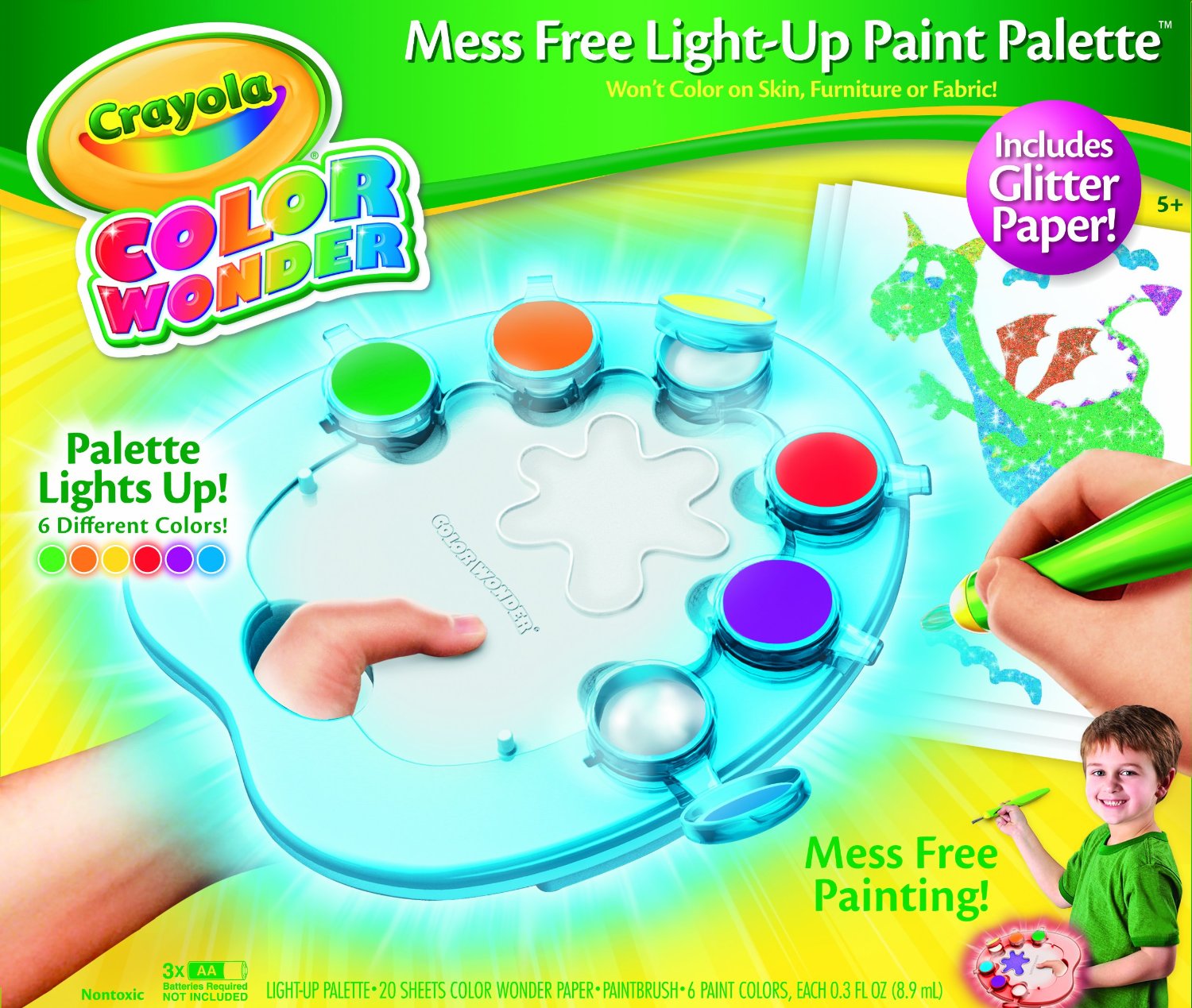 Crayola Color Wonder Light-Up Paint Palette with Glitter Paper | Maple